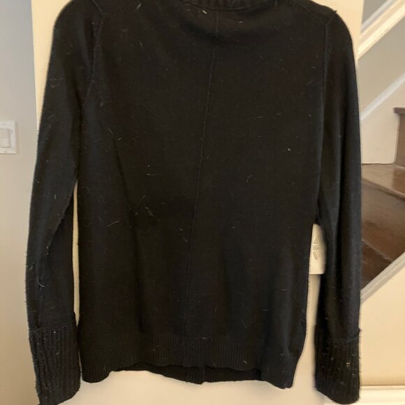 Black Wool V Neck Cardigan - Picture 6 of 8